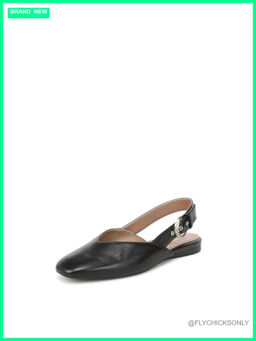 Naturalizer Crystal Slingback Flats Leather Comfort Square Toe